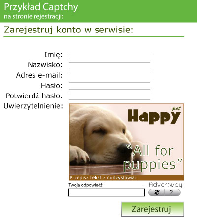 Przykład umieszczenia AWCaptcha